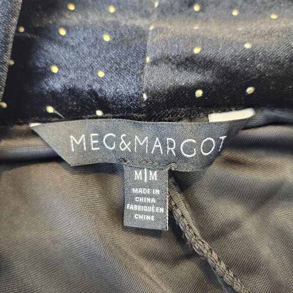 Meg & Margot Black Velvet Studded Blazer M Long Open Front Party Jacket - Picture 3 of 8